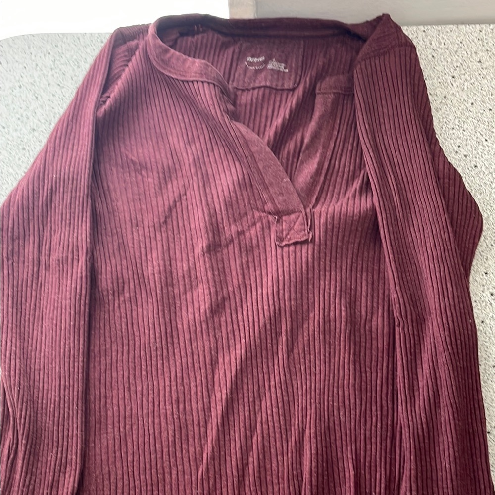 Aerie Burgundy Long Sleeve Top